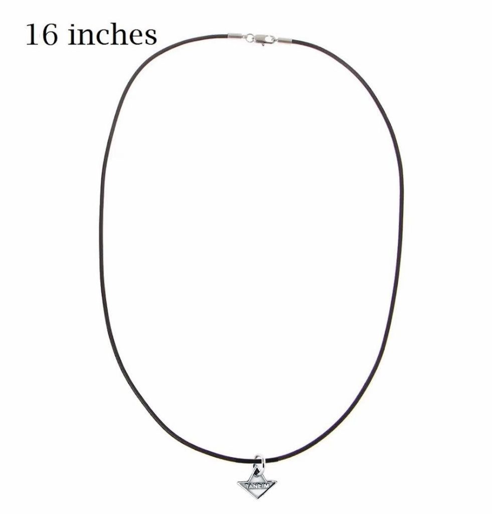 14K SOLID WHITE GOLD TANEIM STAR CHARM & Leather Chocker