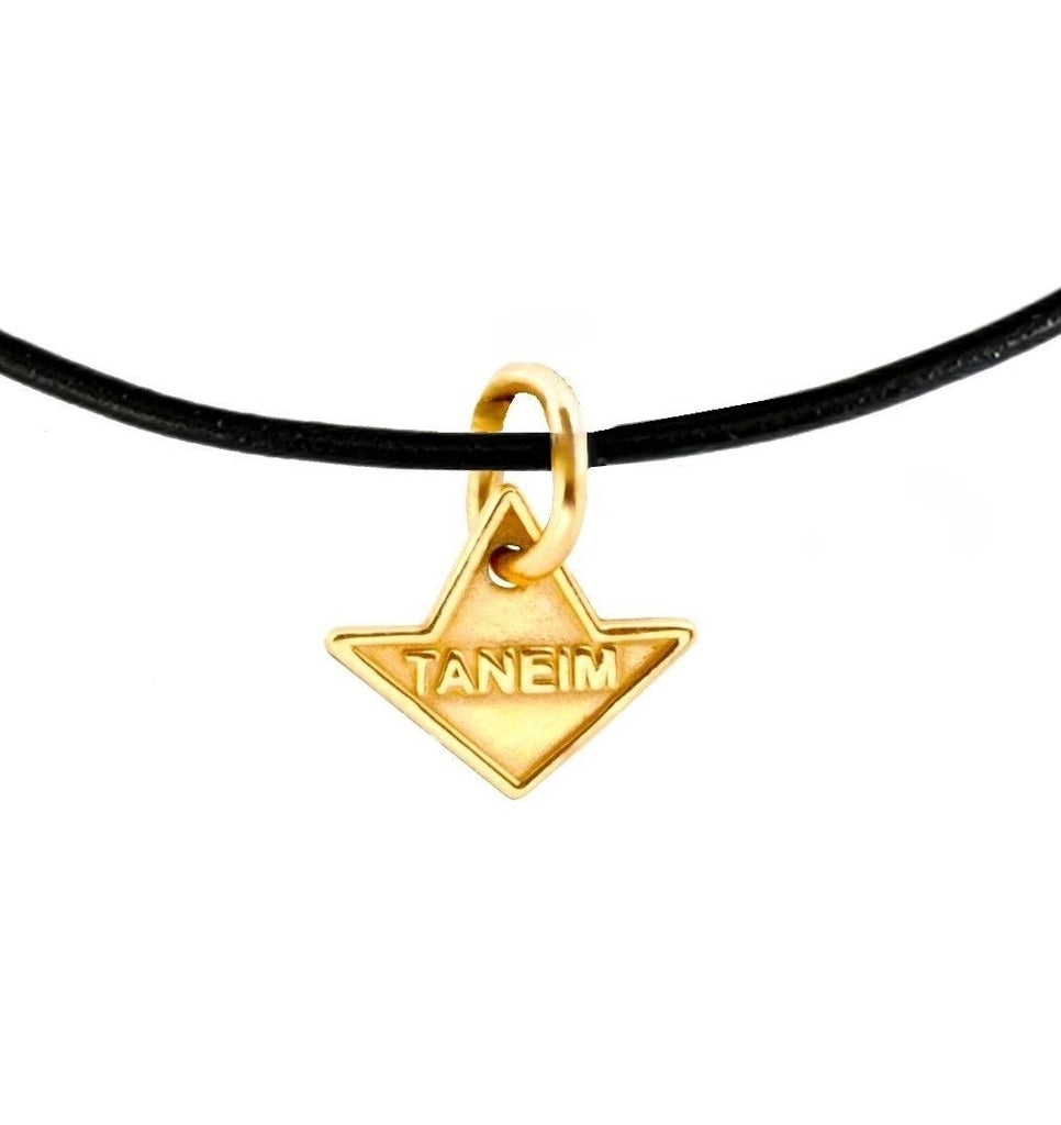 14K SOLID WHITE GOLD TANEIM STAR CHARM & Leather Chocker