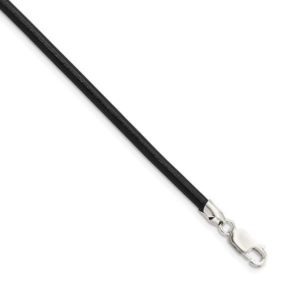 14K SOLID WHITE GOLD TANEIM STAR CHARM & Leather Chocker