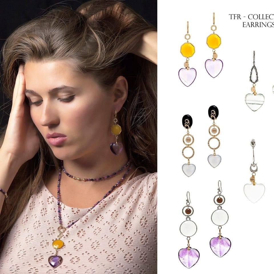 EXCLUSIVE 14K GOLD GEM & DIAMOND "HAPPY HEART -BELIEVE" EARRINGS