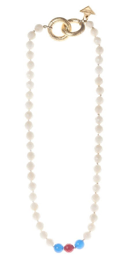 14K YELLOW GOLD PLATED SILVER WHITE" PEARL GEM UNISEX BEYOND NECKLACE - GIFT 11