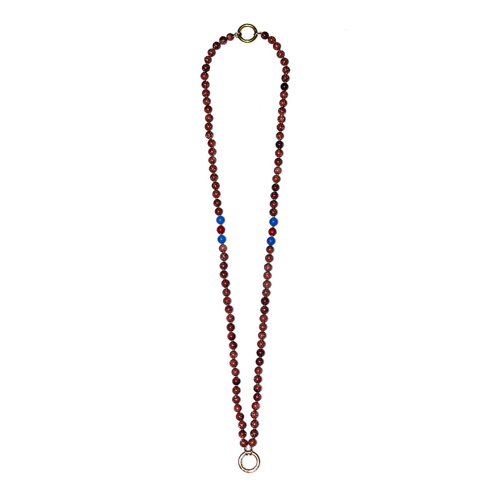 14K YELLOW GOLD PLATED SILVER BROWN" SPIRITUAL GEM UNISEX NECKLACE - GIFT11