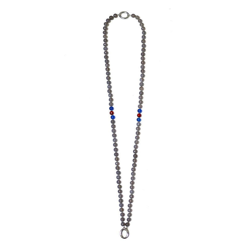 925 SILVER SPIRITUAL GREY GEM BEYOND UNISEX NECKLACE - GIFT