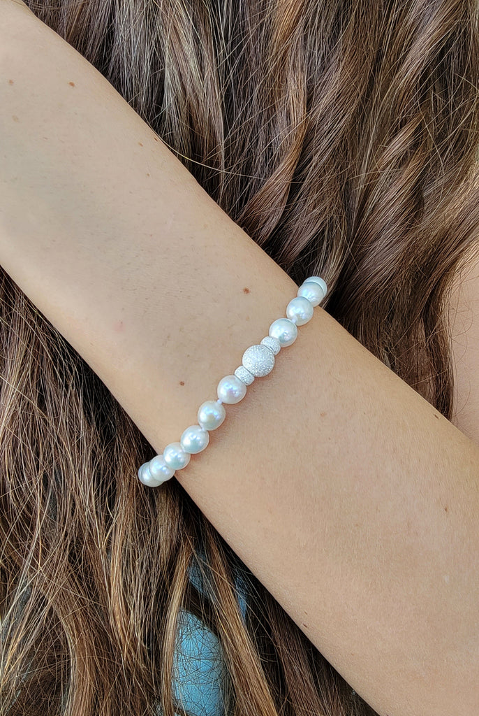 TAN - 925 SILVER RHODIUM PLATED TANEIM PEARL BEYOND BRACELET
