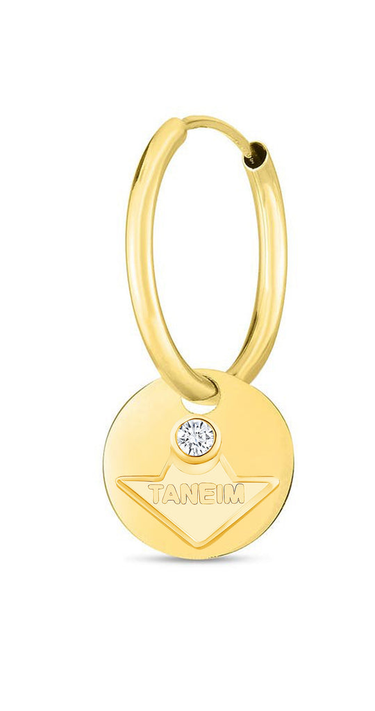 14K GOLD AND NATURAL DIAMOND TANEIM STAR HOOPS - SINGLR (OR) PAIR