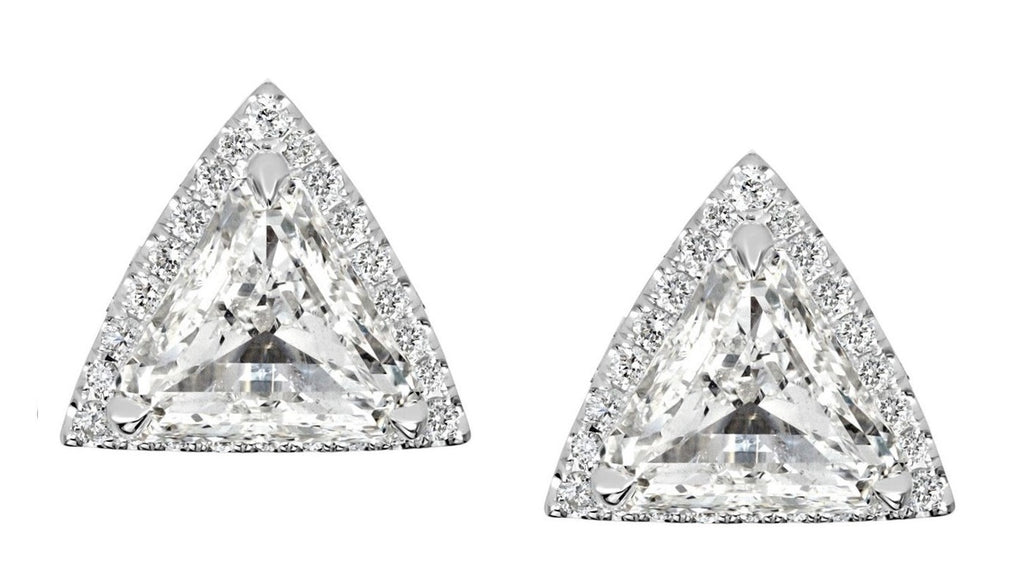 INTENTION - 14K WHITE GOLD NATURAL TRILLION DIAMOND STUD EARRINGS 1.53 CT.T.W.
