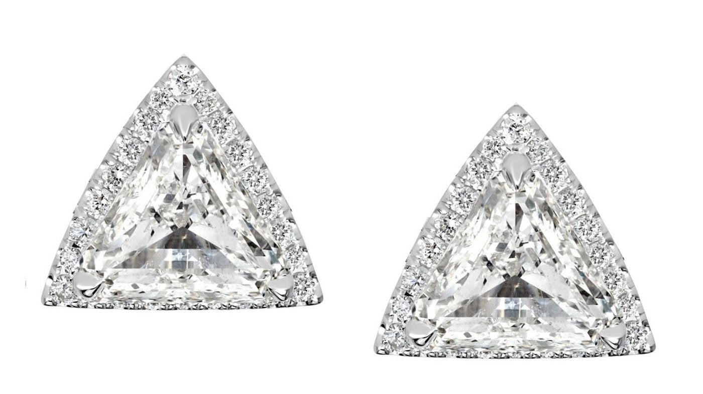 INTENTION - 14K WHITE GOLD NATURAL TRILLION DIAMOND STUD EARRINGS 1.53 CT.T.W.