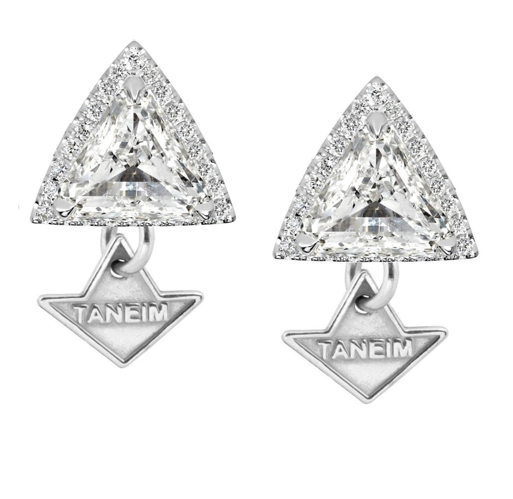 INTENTION - 14K WHITE GOLD NATURAL TRILLION DIAMOND STUD EARRINGS 1.53 CT.T.W.