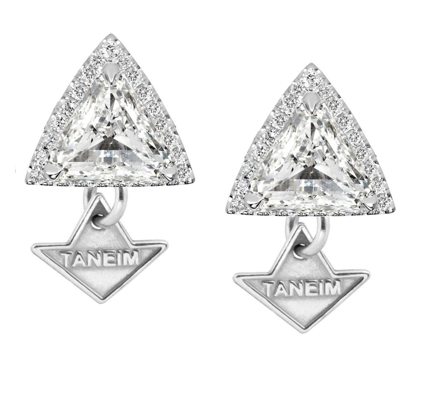 INTENTION - 14K WHITE GOLD NATURAL TRILLION DIAMOND STUD EARRINGS 1.53 CT.T.W.
