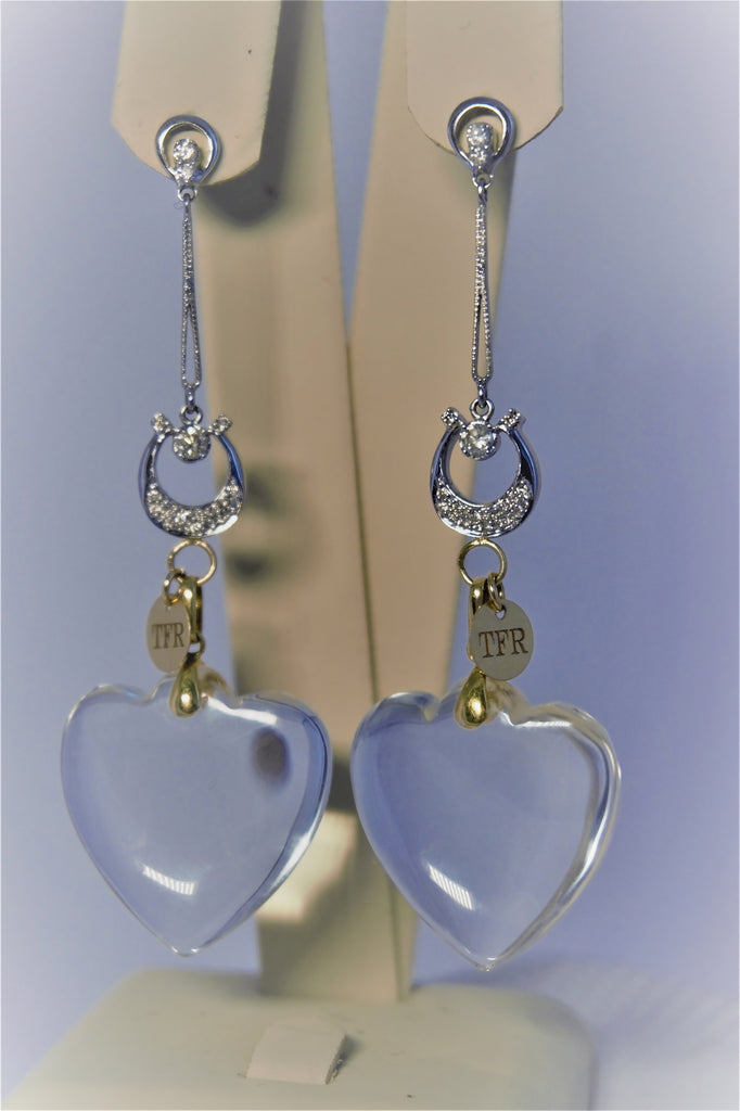 EXCLUSIVE 14K GOLD GEM & DIAMOND "HAPPY HEART -BELIEVE" EARRINGS