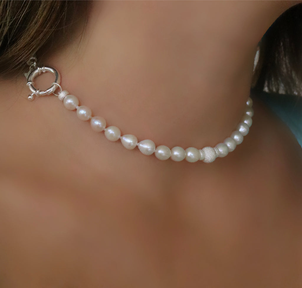 CHOKER-BRACELET - SILVER NATURAL FRESH WATER TIMELESS FASHION LINE