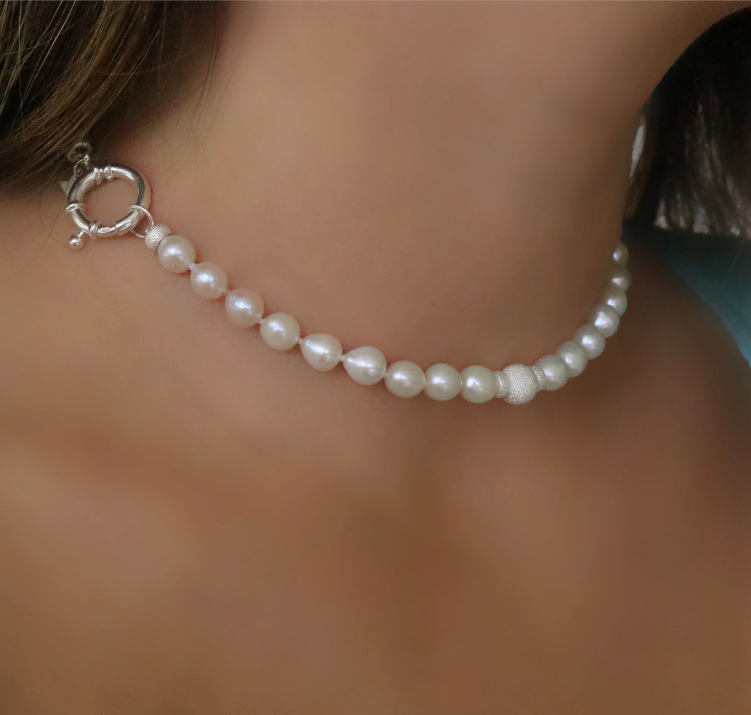 CHOKER-BRACELET - SILVER NATURAL FRESH WATER TIMELESS FASHION LINE