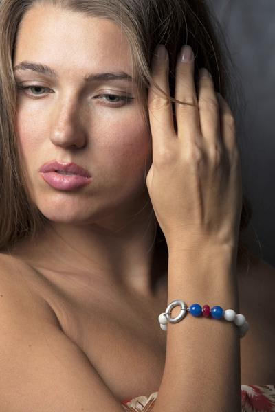 "GIVEN-WHITE" SILVER 925 WHITE GEM BEYOND SPIRITUAL BRACELET
