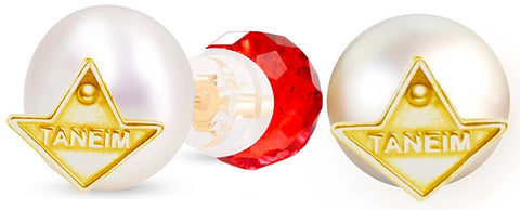 KORONA CLASSIC - 14K YELLOW GOLD PEARL & GEM STUD EARRINGS
