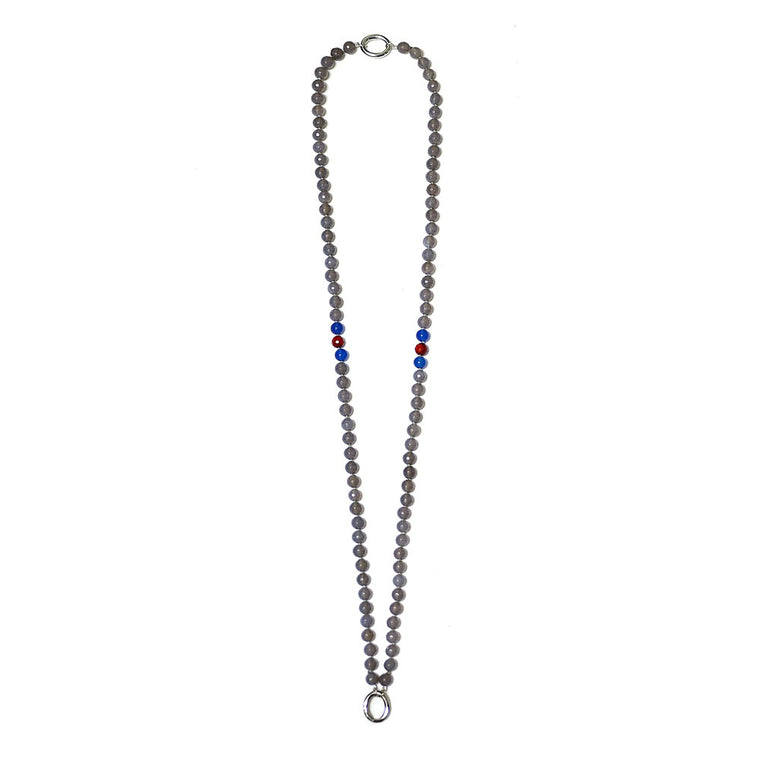 925 SILVER SPIRITUAL GREY GEM BEYOND UNISEX NECKLACE - GIFT