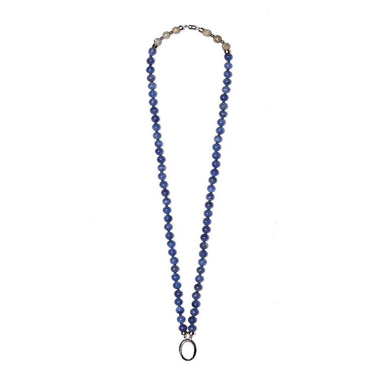 14K WHITE GOLD AND NATURAL BEADED TANZANITE NECKLACE - TANZANIA