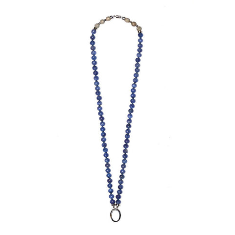 14K WHITE GOLD AND NATURAL BEADED TANZANITE NECKLACE - TANZANIA
