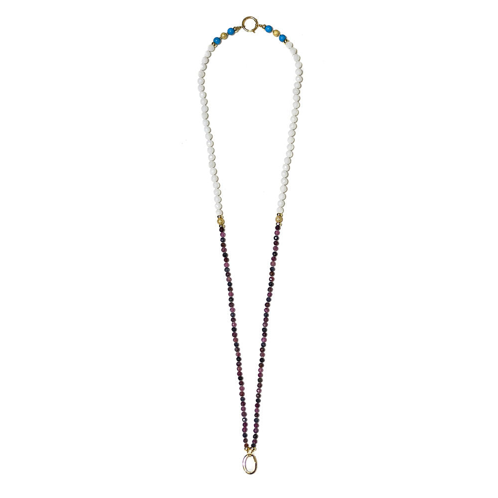 14K YELLOW GOLD GEM RUBY & SAPPHIRE HANDMADE BEYOND NECKLACE - BW