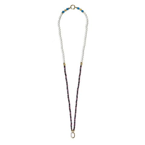 14K YELLOW GOLD GEM RUBY & SAPPHIRE HANDMADE BEYOND NECKLACE - BW