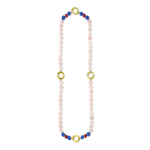 14K YELLOW GOLD SILVER PLATED ROSE GEM SPIRITUAL NECKLACE - GIVE&GIVEN
