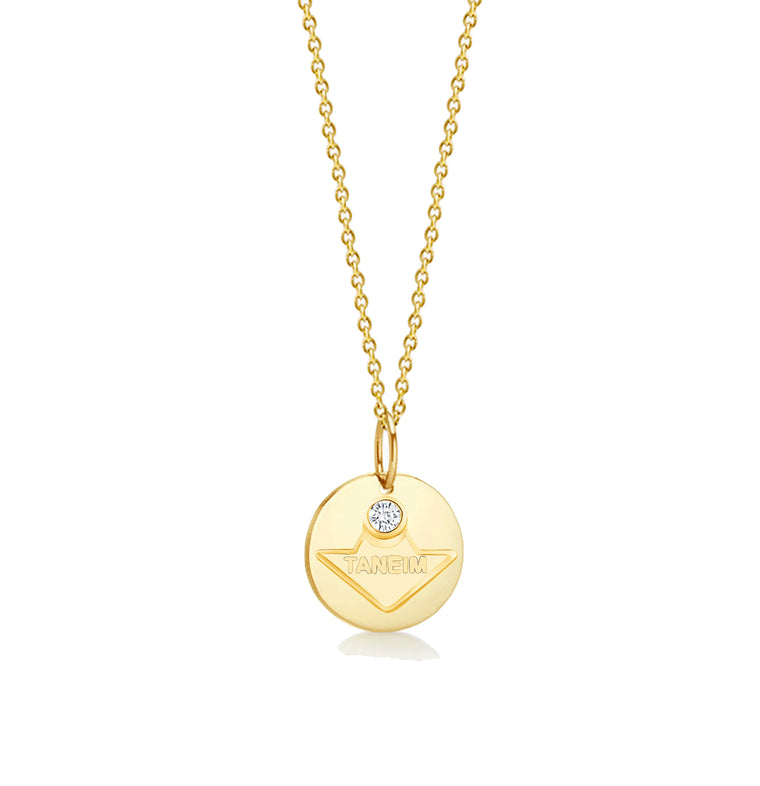 TANEIM STAR 14K YELLOW GOLD NATURAL DIAMOND NATIONAL NECKLACE