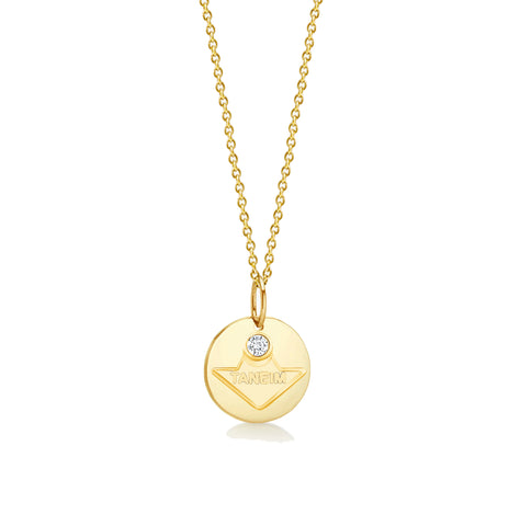 TANEIM STAR 14K YELLOW GOLD NATURAL DIAMOND NATIONAL NECKLACE