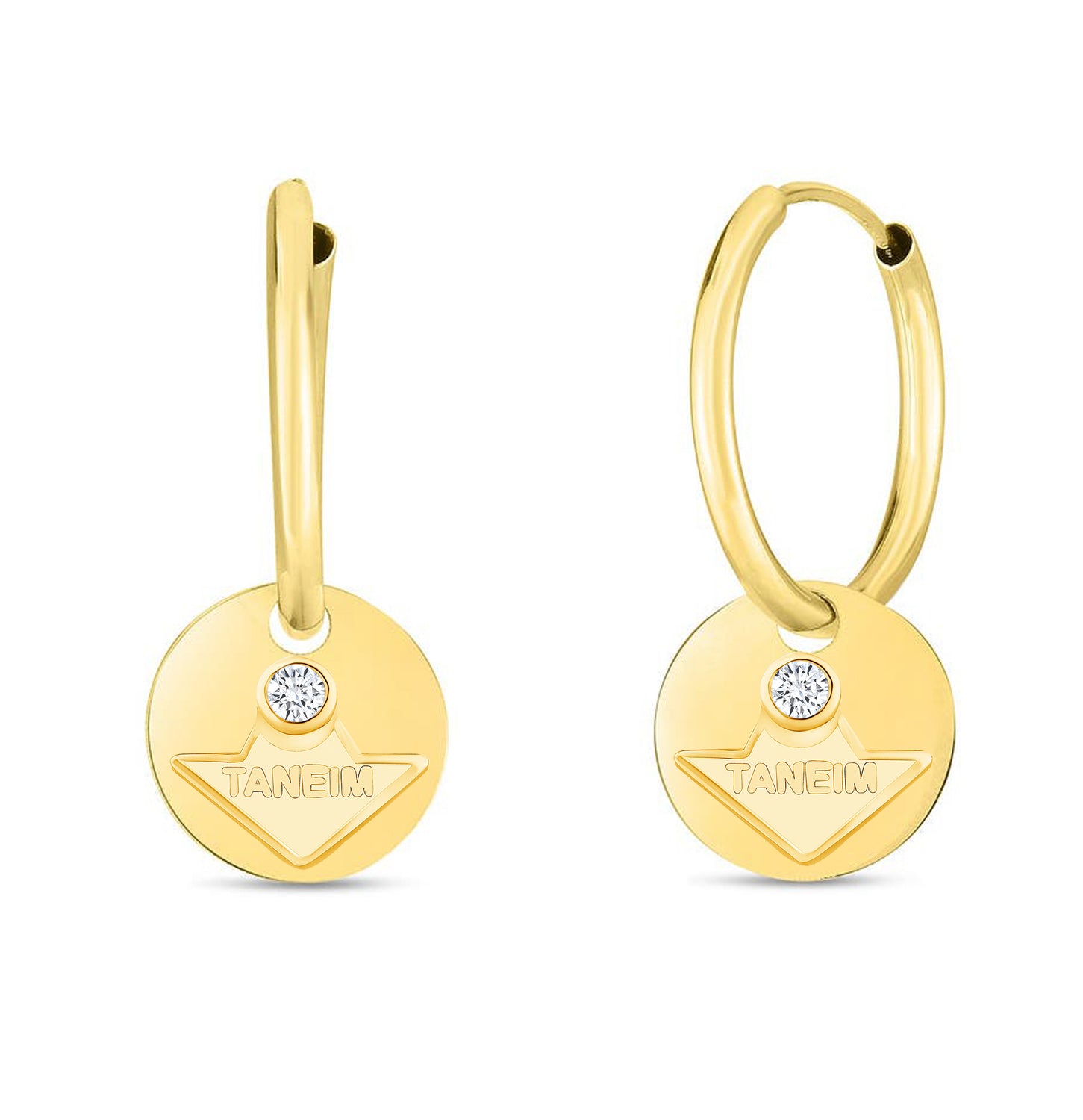14K GOLD AND NATURAL DIAMOND TANEIM STAR HOOPS - SINGLR (OR) PAIR