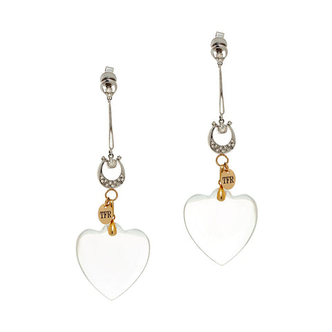 EXCLUSIVE 14K GOLD GEM & DIAMOND "HAPPY HEART -BELIEVE" EARRINGS