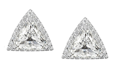 INTENTION - 14K WHITE GOLD NATURAL TRILLION DIAMOND STUD EARRINGS 1.53 CT.T.W.