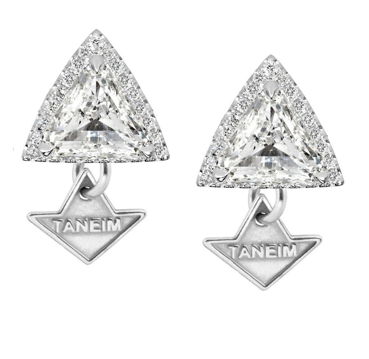 INTENTION - 14K WHITE GOLD NATURAL TRILLION DIAMOND STUD EARRINGS 1.53 CT.T.W.