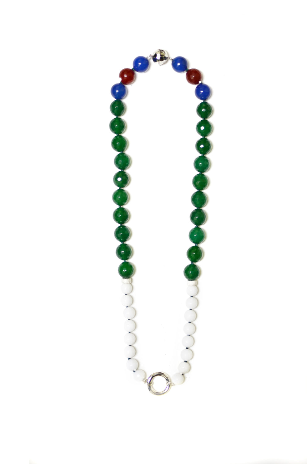 "PROMISE - GREEN AND WHITE" SPIRITUAL FASHION GEM NECKLACE