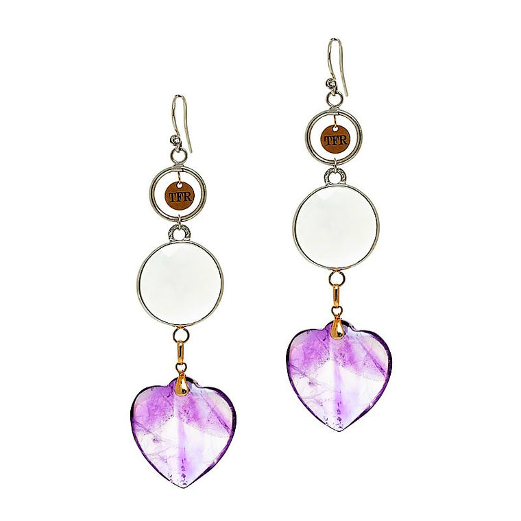 14K GOLD EXCLUSIVE GEM AND DIAMOND TFR HAPPY HEART - BELIEVE EARRINGS