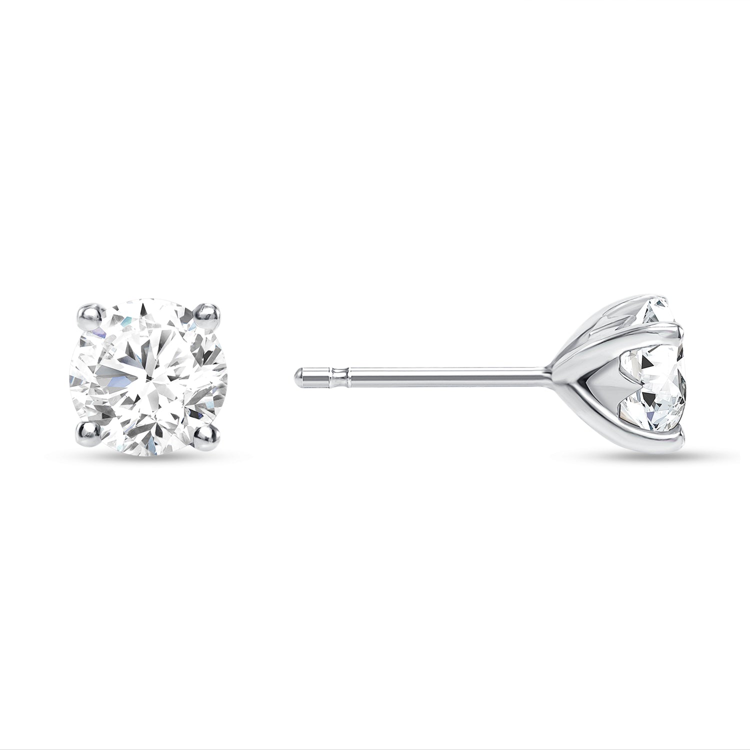 18K WHITE GOLD SOLITAIRE DIAMOND STAR STUD EARRINGS 1CT (OR) 2.00 CT.TW "UNION"