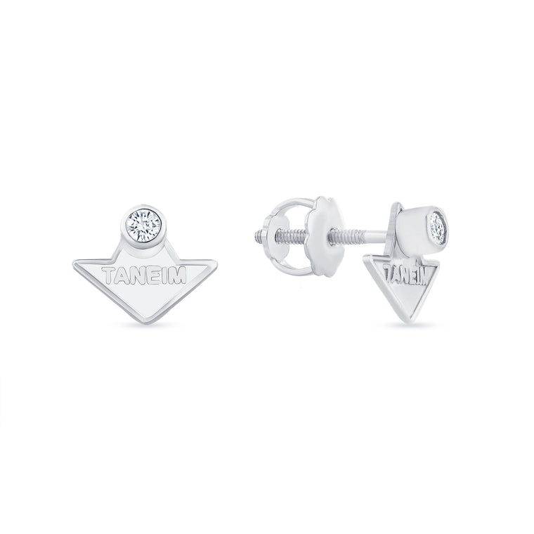 TANEIM STAR 14K WHITE GOLD DIAMOND STUDS - SINGLE (OR) PAIR