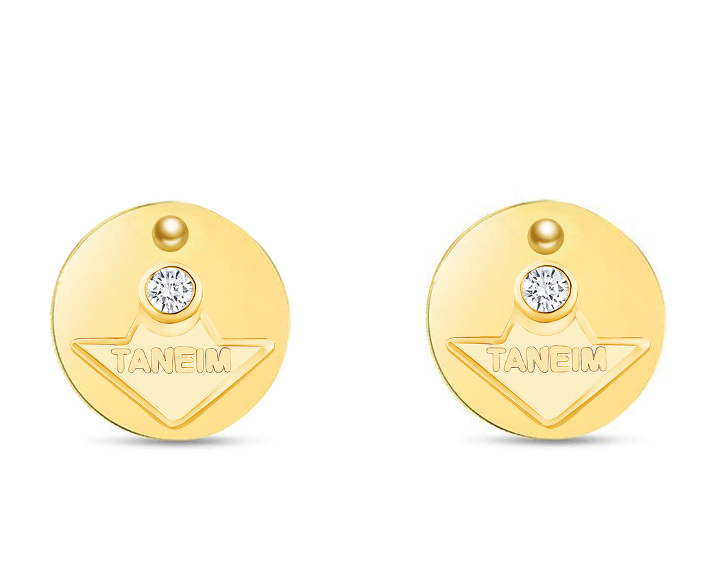 14K GOLD TANEIM STAR DIAMOND COIN STUDS - SINGLE (OR) PAIR