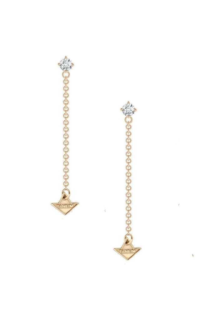 18K Yellow Gold and Diamond Dangling Star Earrings