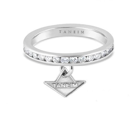 14K WHITE GOLD DIAMOND TANEIM STAR UNISEX BAND 